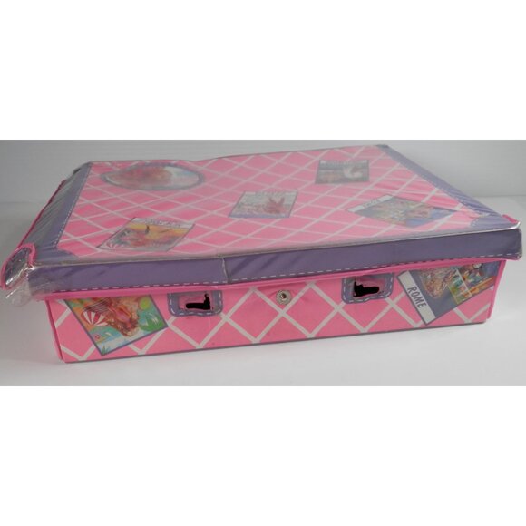 Vtg 1990 Barbie Luggage Travel Themed Storage Case TLC Trunk Box Pink 90s - Picture 2 of 8